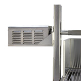 Rôtissoire en inox avec panier de gril, finition brillante, capacité de 90 kg, design robuste et moderne, idéal pour la cuisson en extérieur