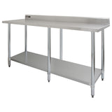 Plan de travail en inox KuKoo, 210 x 60 x 90 cm, surface lisse et brillante, structure robuste avec étagère inférieure, pieds réglables
