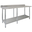 Plan de travail en inox KuKoo, 210 x 60 x 90 cm, surface lisse et brillante, structure robuste avec étagère inférieure, idéal pour cuisines professionnelles