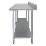 Plan de travail en inox de 210 x 60 x 90 cm avec surface lisse, structure robuste et étagère inférieure pour le rangement