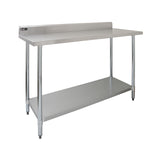 Plan de travail en inox KuKoo de 120 x 60 x 90 cm, surface lisse et brillante, avec étagère inférieure et pieds robustes en métal