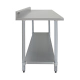 Plan de travail en inox de 120 x 60 x 90 cm avec surface lisse, pieds robustes et étagère inférieure pour un rangement pratique