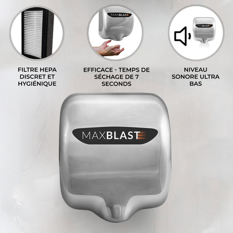 MAXBLAST Lot de 2 Sèches-Mains Automatiques avec Filtre HEPA