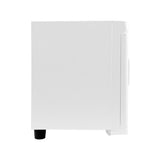 Chauffe-serviettes blanc de 23 L, design compact avec une texture lisse, pieds noirs, idéal pour un usage dans la salle de bain