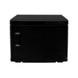 Chauffe-serviettes noir de 23 L, design compact avec une finition lisse, porte avant et poignée ergonomique pour un accès facile