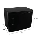 Chauffe-serviettes noir élégant de 23 L, dimensions 45 cm x 29 cm x 35,5 cm, surface lisse et finition moderne, idéal pour la salle de bain