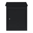 Boîte à colis anti-vol noire, design moderne, finition mate, porte sécurisée avec serrure, idéale pour la livraison à plat