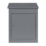 Boîte à colis anti-vol grise, en métal, avec une porte sécurisée et un design compact, idéale pour la livraison à plat