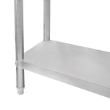 Plan de travail en inox brillant, dimensions 60 x 30 x 80 cm, avec surface lisse et pieds robustes pour une utilisation professionnelle