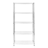 Étagère en fil d'acier argenté, 35 cm x 90 cm x 180 cm, avec quatre étagères ouvertes et un design moderne et épuré