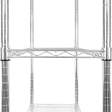 Étagère en fil d'acier argenté, mesurant 45 cm x 90 cm x 180 cm, avec des étagères robustes et une finition lisse et brillante