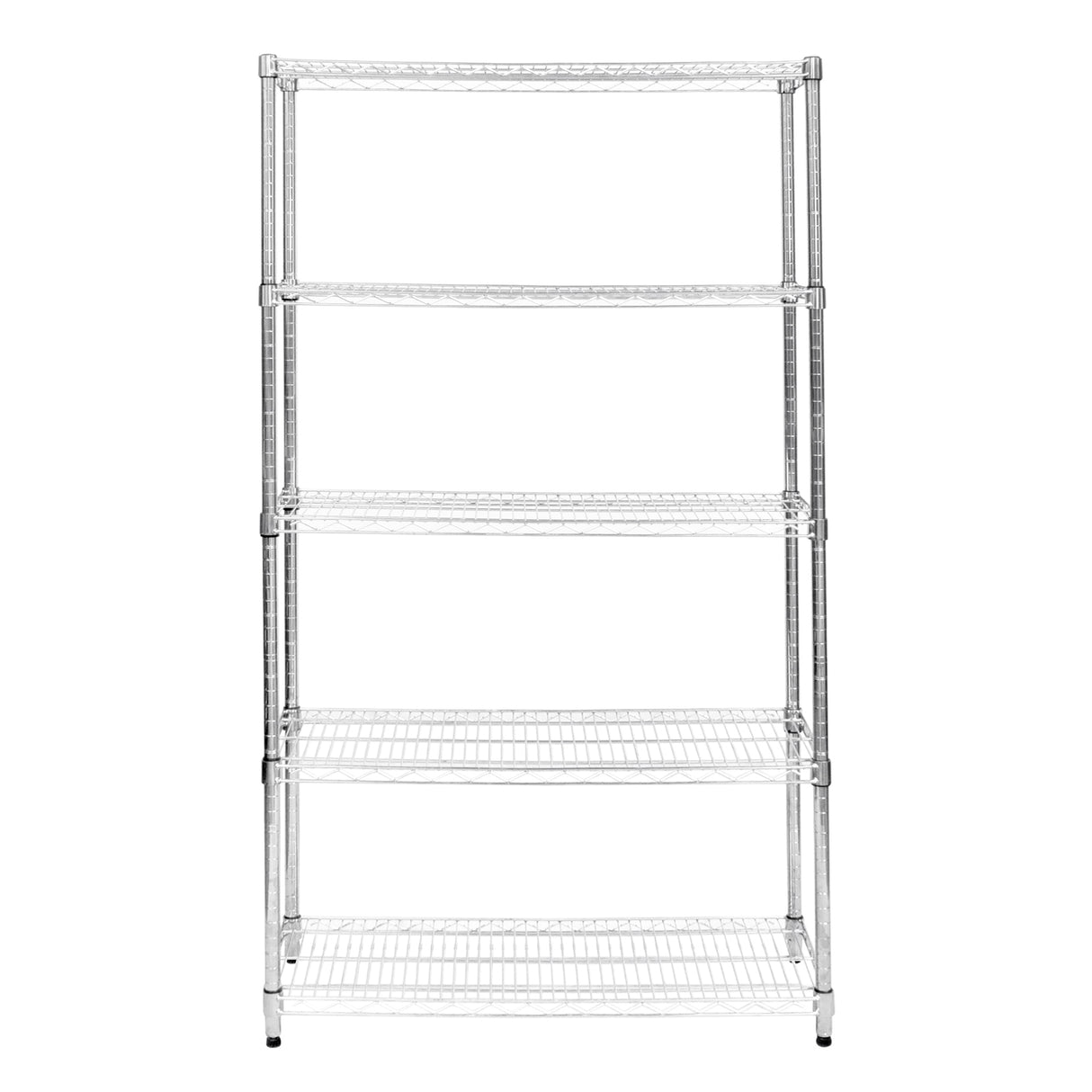 Étagère en fil d'acier argenté, 45 cm x 120 cm x 180 cm, avec quatre étagères ouvertes et une texture métallique lisse et résistante