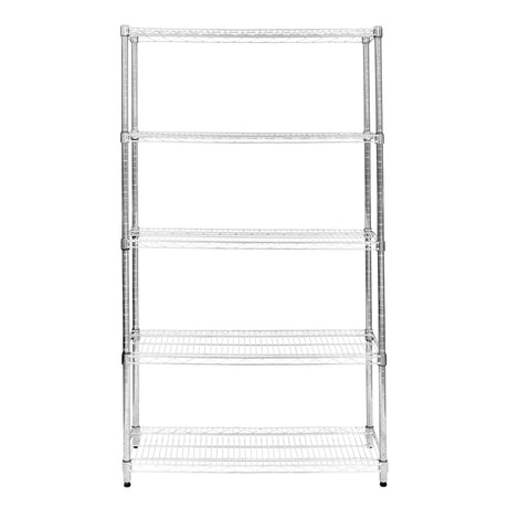 Étagère en fil d'acier argenté, 45 cm x 120 cm x 180 cm, avec quatre étagères ouvertes et une texture métallique lisse et résistante