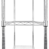 Étagère en fil d'acier argenté, dimensions 45 cm x 150 cm x 180 cm, avec des étagères solides et une finition lisse et brillante