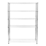 Étagère en fil d'acier argenté, 5 niveaux, design moderne et épuré, idéale pour le rangement dans la cuisine ou le garage