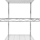 Étagère en fil d'acier argenté, dimensions 60 cm x 120 cm x 180 cm, avec étagères ouvertes et structure robuste, idéale pour le rangement
