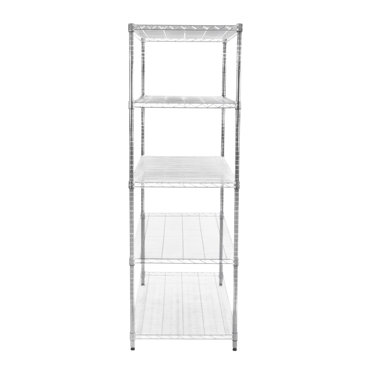 Étagère en fil d'acier argenté de 60 cm x 120 cm x 180 cm, avec quatre étagères ouvertes et une finition lisse et moderne