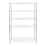 Étagère en fil d'acier chromé, dimensions 60 cm x 120 cm x 180 cm, avec quatre étagères ouvertes et une structure robuste et moderne