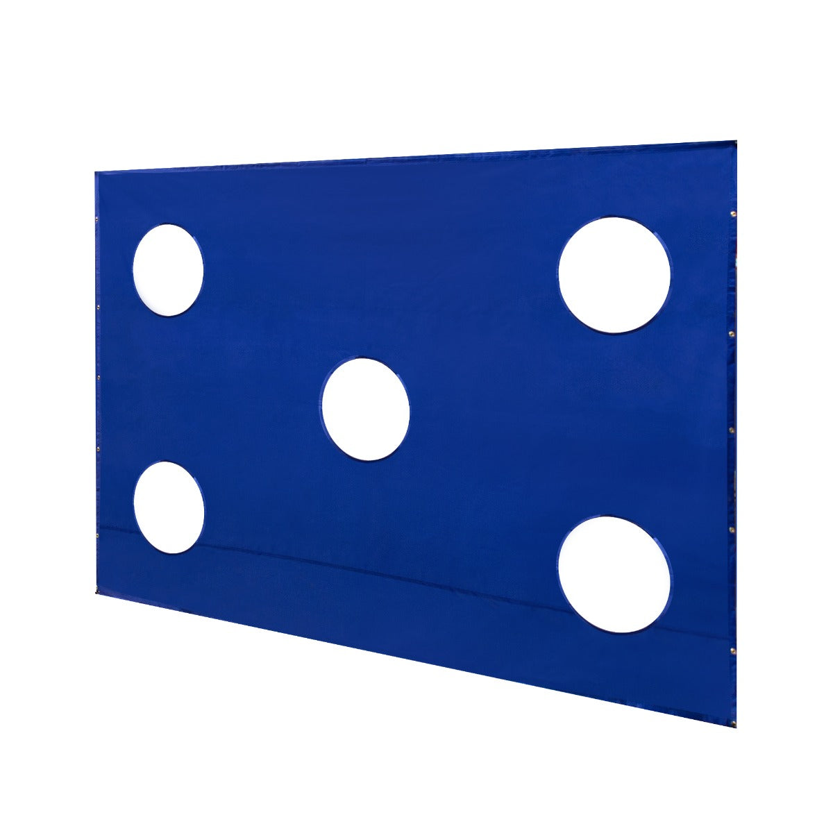 Cible d'entraînement pour but de football, en tissu bleu, avec cinq trous ronds pour améliorer la précision des tirs