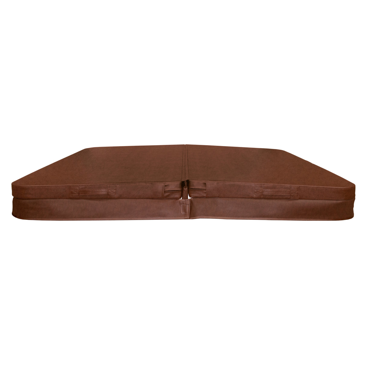 Housse de spa marron en matériau résistant, dimensions 200 cm x 200 cm, avec texture lisse et fermetures éclair sur les côtés
