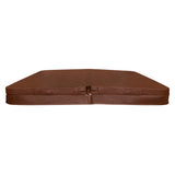 Housse de spa marron en matériau résistant, dimensions 200 cm x 200 cm, avec texture lisse et fermetures éclair sur les côtés