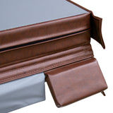 Housse de spa marron en simili cuir, texture lisse, avec fermeture éclair et coins renforcés, dimensions 210 cm x 210 cm