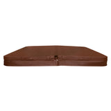 Housse de spa marron en matériau résistant, mesurant 210 cm x 210 cm, avec une texture lisse et des bords renforcés pour une protection optimale