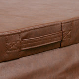 Housse de spa marron en simili cuir, texture douce, dimensions 210 cm x 210 cm, avec poignées pour un transport facile