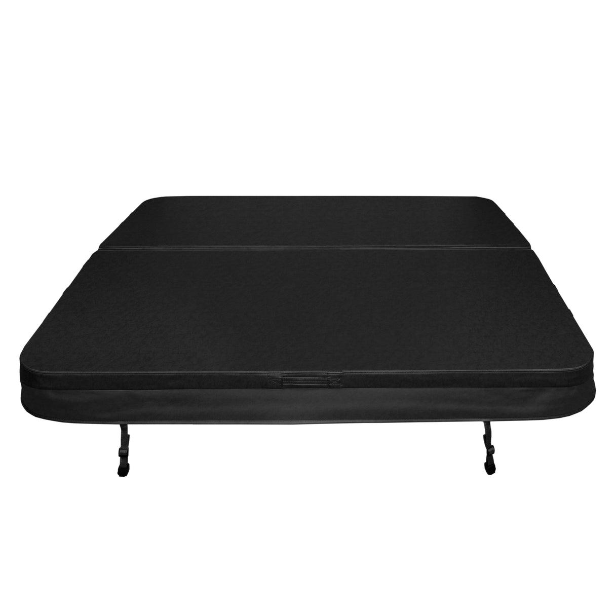Housse de spa noire de 210 cm x 210 cm, tissu résistant, texture lisse, conçue pour protéger efficacement votre spa des intempéries