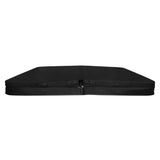 Housse de spa noire en matériau résistant, mesurant 210 cm x 210 cm, avec une texture lisse et des bords renforcés pour une protection optimale