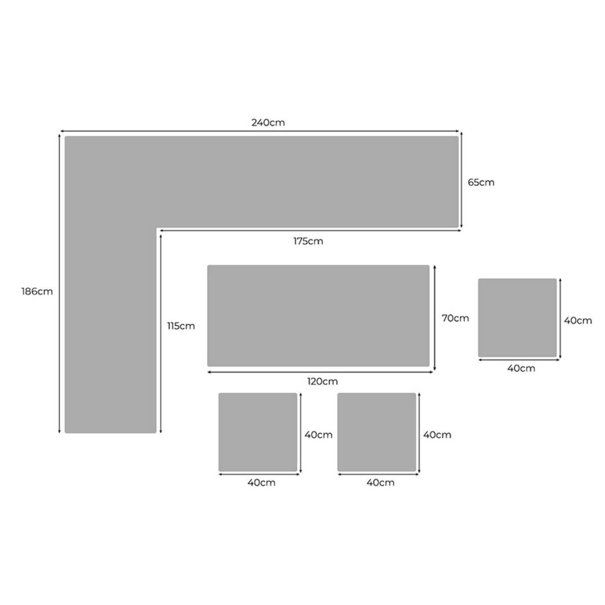 Salon de Jardin en Rotin 9 Personnes – Gris