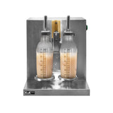 Shaker automatique KuKoo pour bubble tea, en acier inoxydable, avec deux bouteilles transparentes graduées et robinet en métal