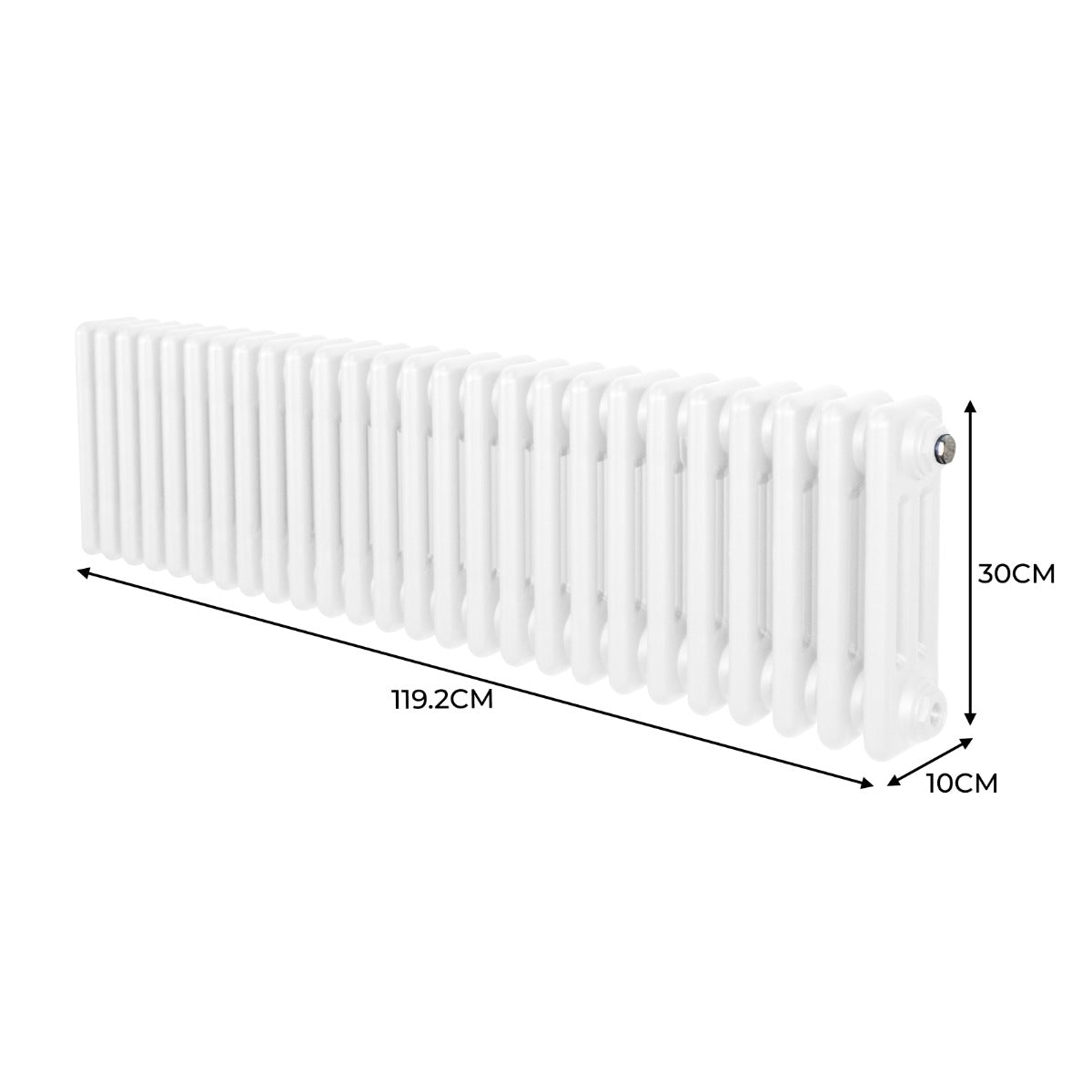 Radiateur Traditionnel à Triple Colonne – 300 x 1192 mm – Blanc
