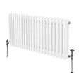 Radiateur traditionnel à 3 colonnes, blanc, 600 x 1012 mm, avec finition lisse et robinet en métal chromé, idéal pour le chauffage intérieur