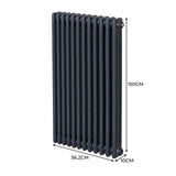 Radiateur Traditionnel à Triple Colonne – 1500 x 562 mm – Gris Anthracite