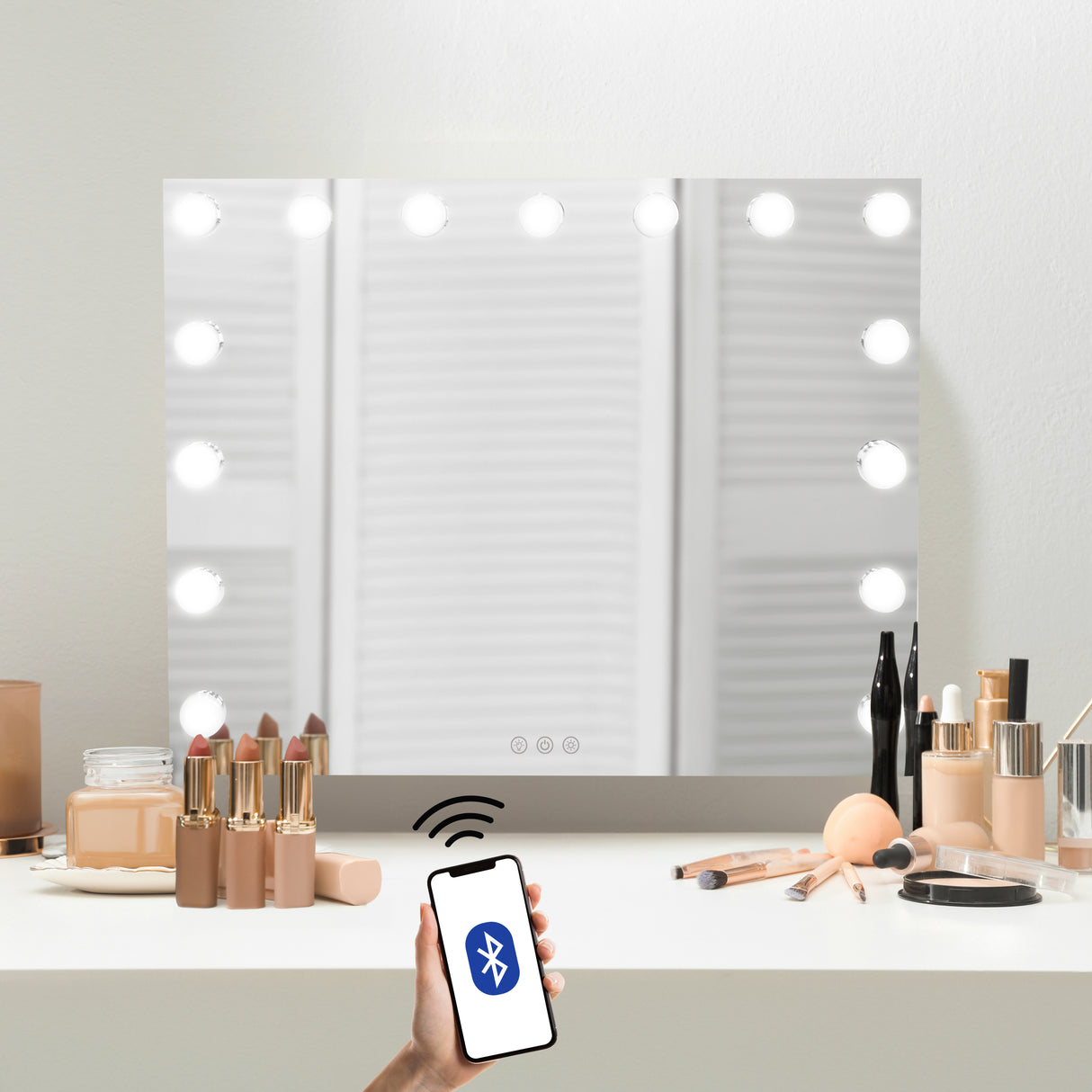 Miroir LED Bluetooth - 58 x 46 cm