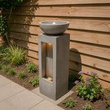 Fontaine de Jardin « Serenity Falls » Avec Éclairage LED Blanc Chaud & Brosse à Nettoyage