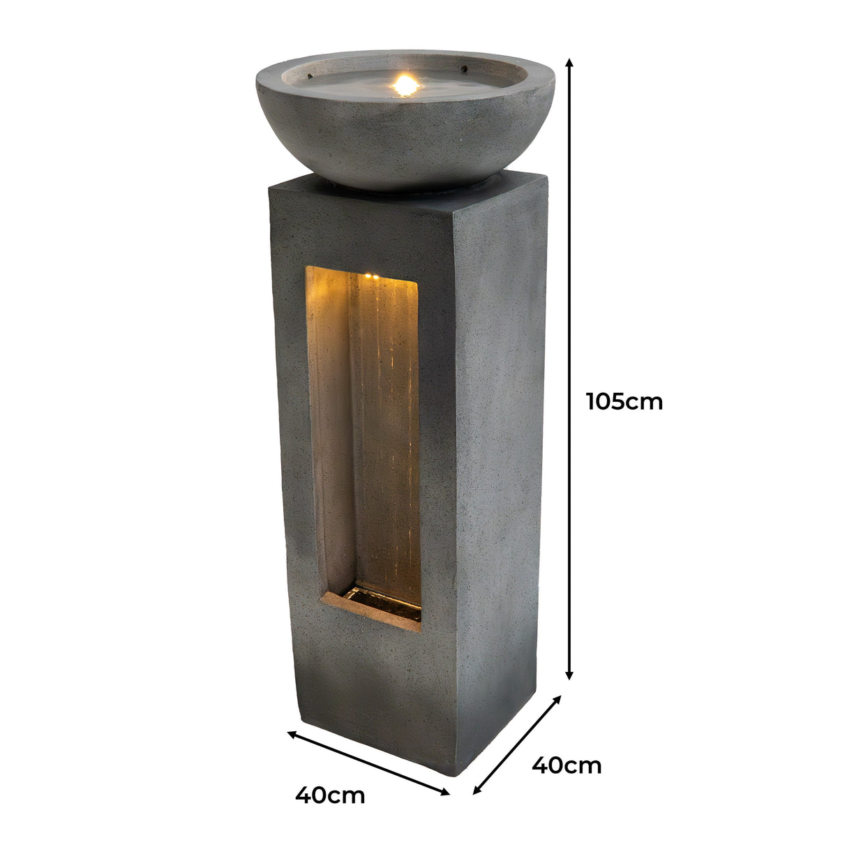 Fontaine de Jardin « Serenity Falls » Avec Éclairage LED Blanc Chaud & Brosse à Nettoyage