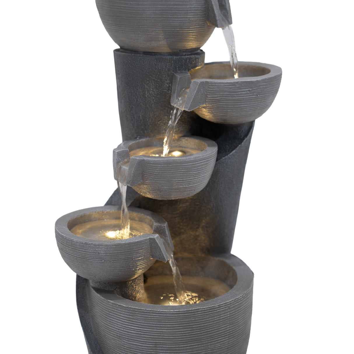 Fontaine de Jardin « Illusion Lagoon » Avec Éclairage LED Blanc Chaud & Brosse à Nettoyage