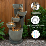 Fontaine de Jardin « Illusion Lagoon » Avec Éclairage LED Blanc Chaud & Brosse à Nettoyage