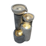 Fontaine de Jardin « Tranquil Tiers » Avec Éclairage LED Blanc Chaud & Brosse à Nettoyage