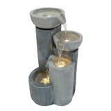 Fontaine de Jardin « Tranquil Tiers » Avec Éclairage LED Blanc Chaud & Brosse à Nettoyage