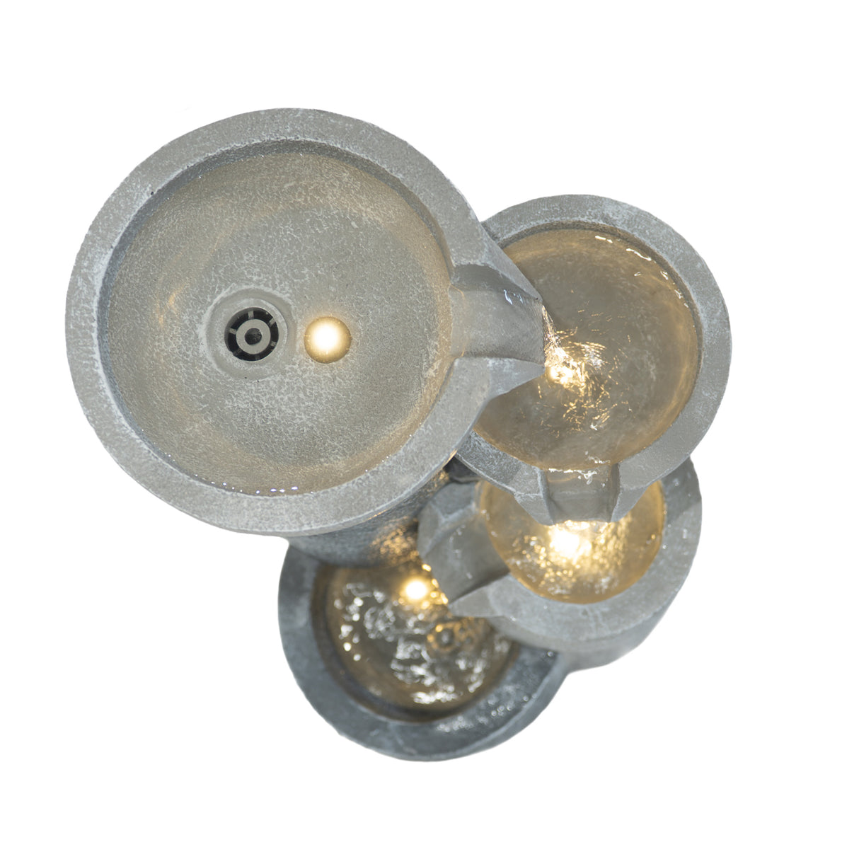 Fontaine de Jardin « Tranquil Tiers » Avec Éclairage LED Blanc Chaud & Brosse à Nettoyage