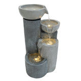 Fontaine de Jardin « Tranquil Tiers » Avec Éclairage LED Blanc Chaud & Brosse à Nettoyage