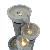 Fontaine de Jardin « Tranquil Tiers » Avec Éclairage LED Blanc Chaud & Brosse à Nettoyage