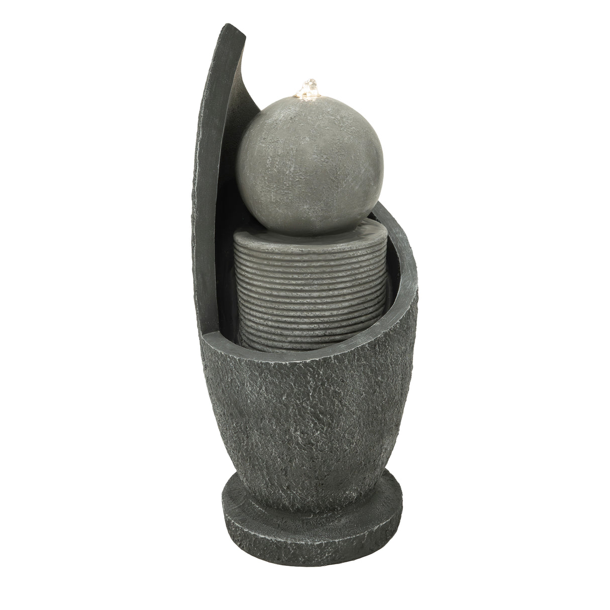 Fontaine de Jardin « Zen Cascade » Avec Éclairage LED Blanc Chaud & Brosse à Nettoyage