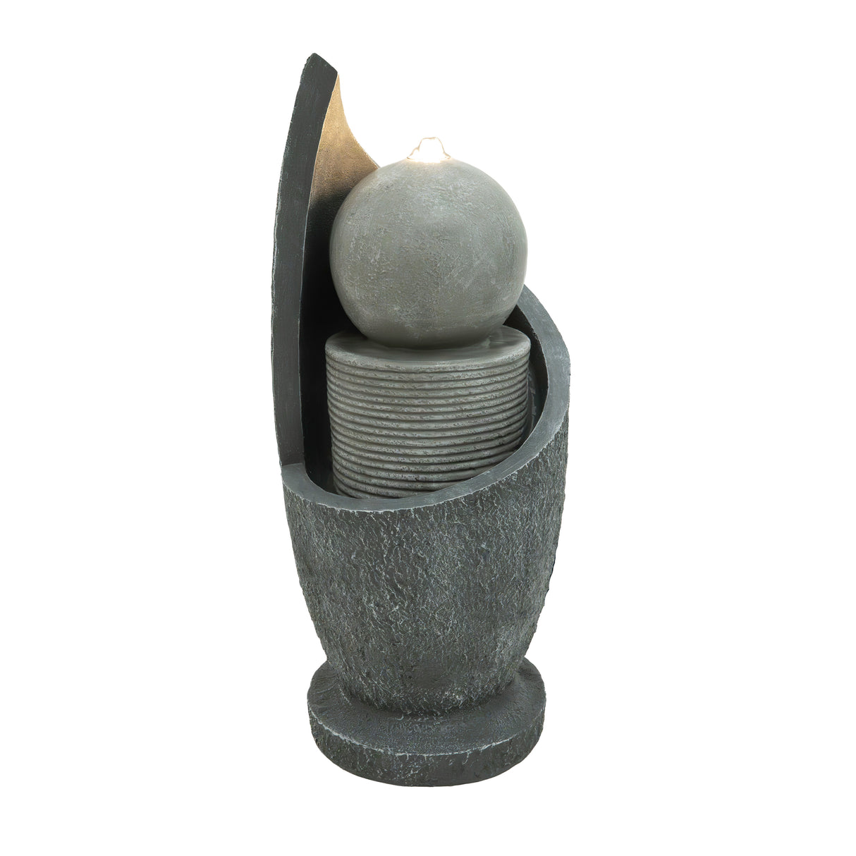Fontaine de Jardin « Zen Cascade » Avec Éclairage LED Blanc Chaud & Brosse à Nettoyage