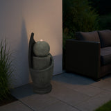 Fontaine de Jardin « Zen Cascade » Avec Éclairage LED Blanc Chaud & Brosse à Nettoyage