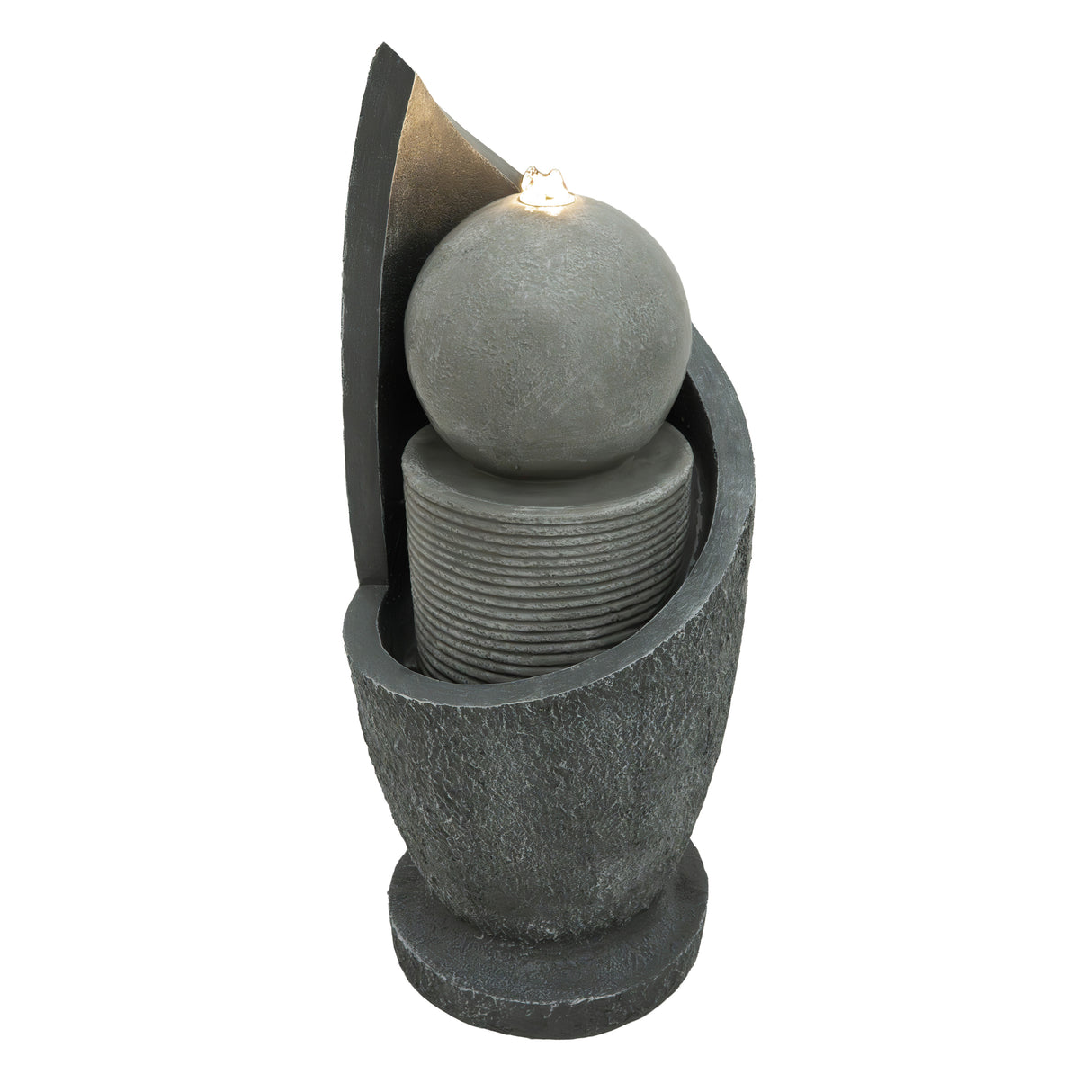 Fontaine de Jardin « Zen Cascade » Avec Éclairage LED Blanc Chaud & Brosse à Nettoyage