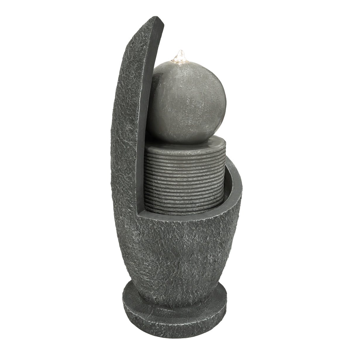 Fontaine de Jardin « Zen Cascade » Avec Éclairage LED Blanc Chaud & Brosse à Nettoyage